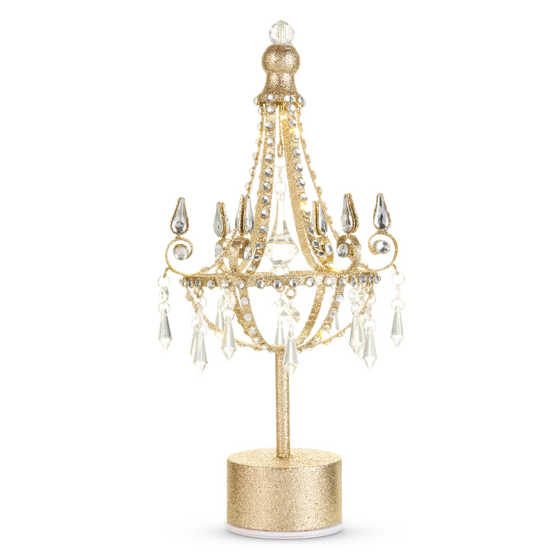 15" Gold Glitter Rotating Chandelier Battery Operated