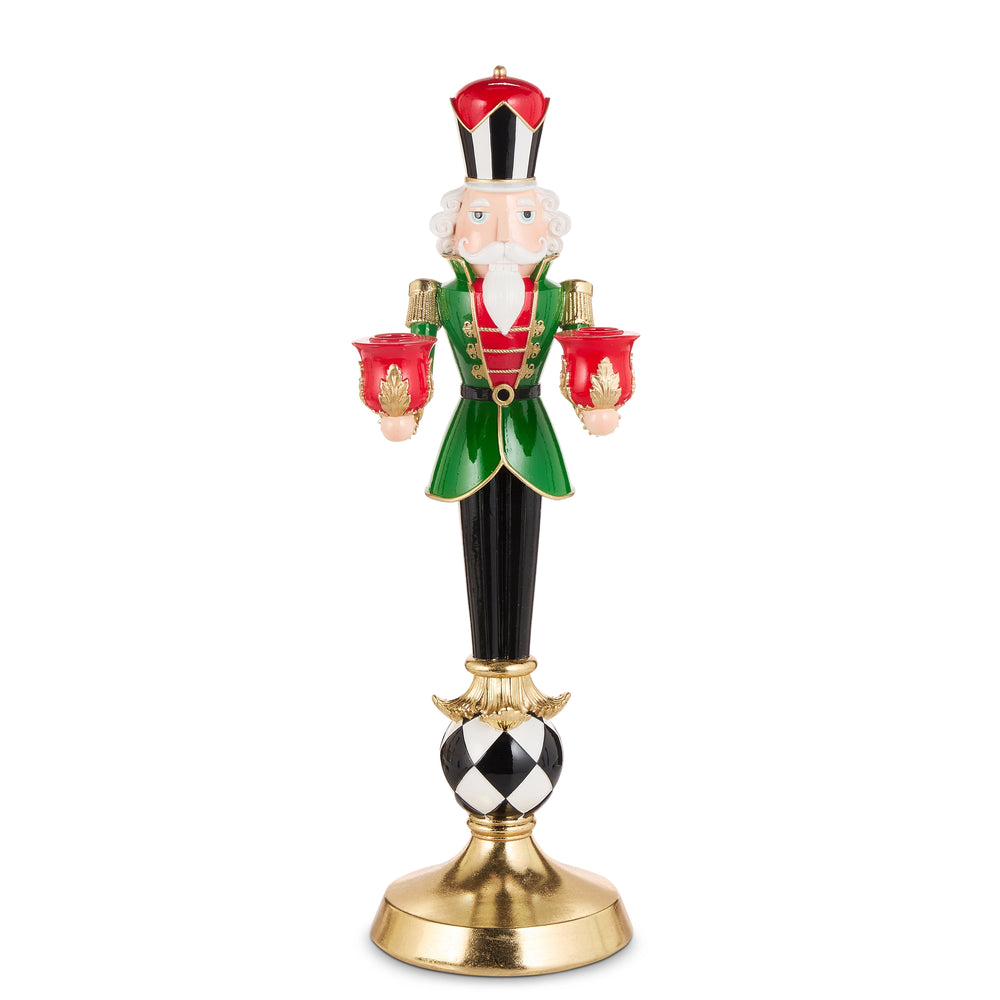21" Nutcracker Candle Holder on Harlequin Base