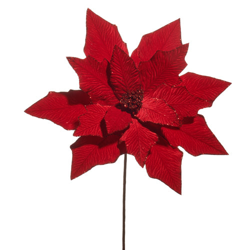 23" Red Poinsettia Stem Set Of 2