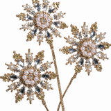29" Gold Pearl Snowflake with Jewels Spray Set Of 2