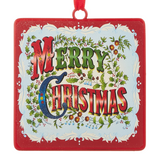 5" Merry Christmas Square Ornament Set Of 2