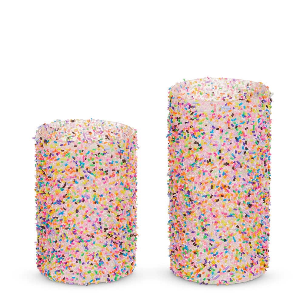 6" - 8" Sprinkle Glass Container Set Of 2