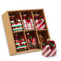 3" Striped Plaid Gift Assorted Ornament Set Of 6