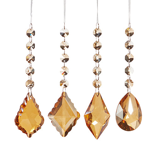 7" Amber Jewel Assorted Ornament Set Of 8