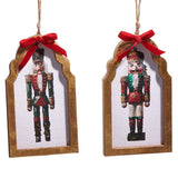 Set de 2 adornos surtidos de Cascanueces de 7.5" enmarcados con lazo