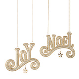 Set surtido de 6 adornos de 5" "Joy" y "Noel" dorados