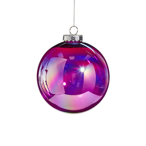 6" Purple Iridescent Ball Ornament Set Of 6