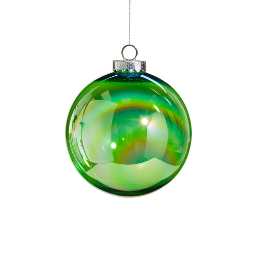 6" Green Iridescent Ball Ornament Set Of 6