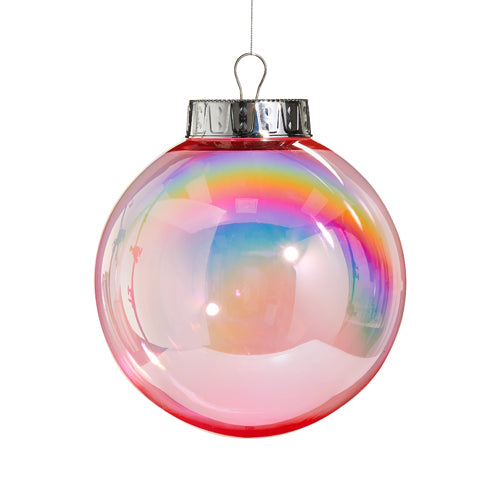 8" Pink Iridescent Ball Ornament Set Of 2