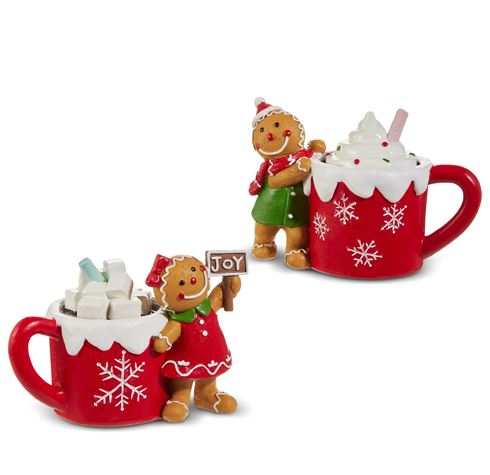 5.5" Hot Cocoa Cup Gingerbread Assorted Set Of 2