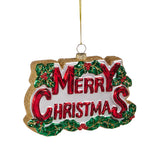Juego de 4 adornos de cristal de 5.5" de Feliz Navidad
