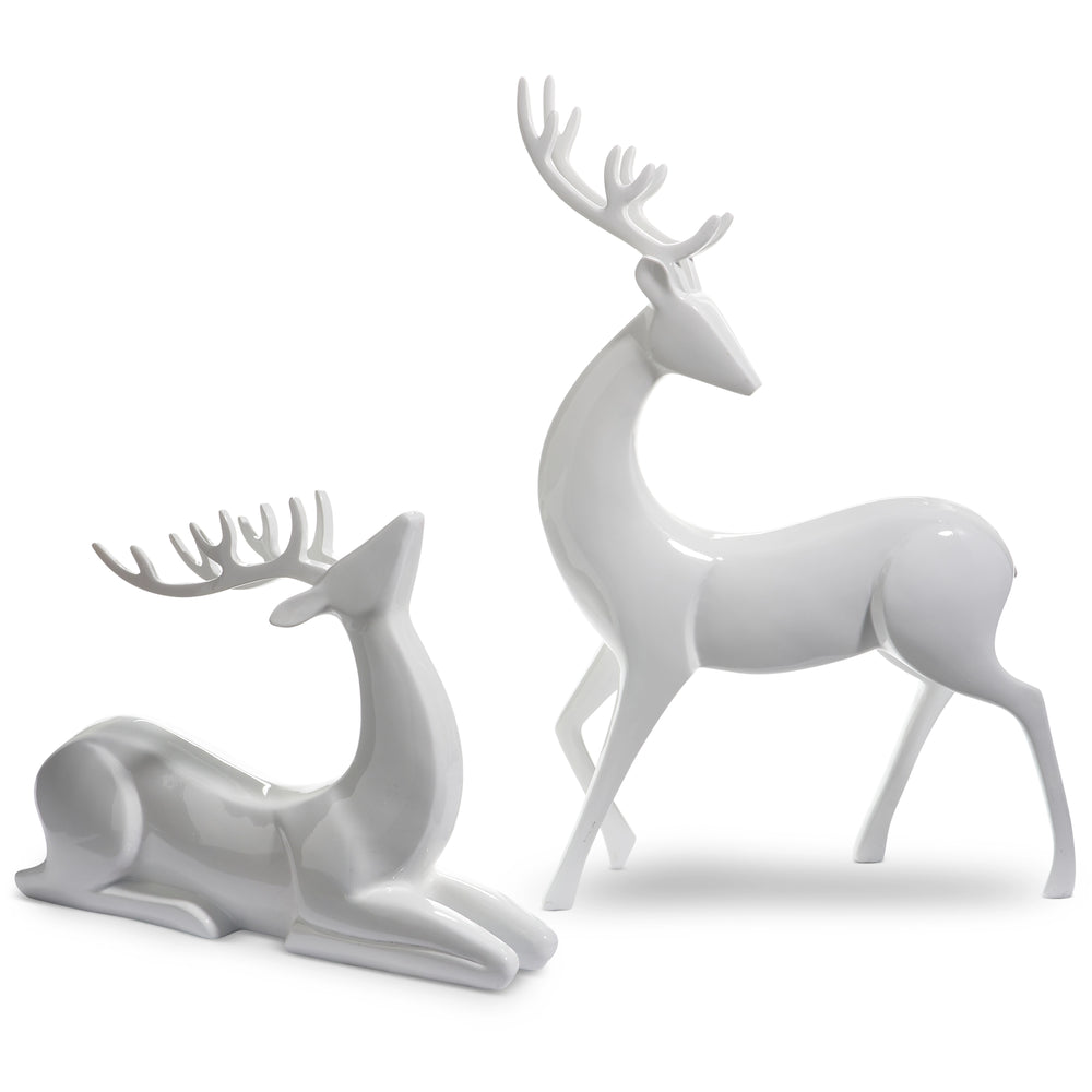 21.5" White Deer Assorted Set Of 2