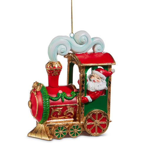 5" Santa In Train Ornament Set Of 2