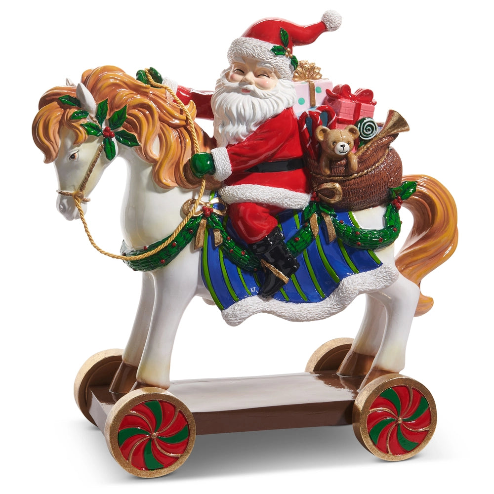 15" Santa On Toy Horse