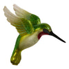 Set de 4 adornos de colibrí verdes con purpurina de 4"