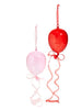 8" Pink & Red Balloon Glass Ornament Set Of 8