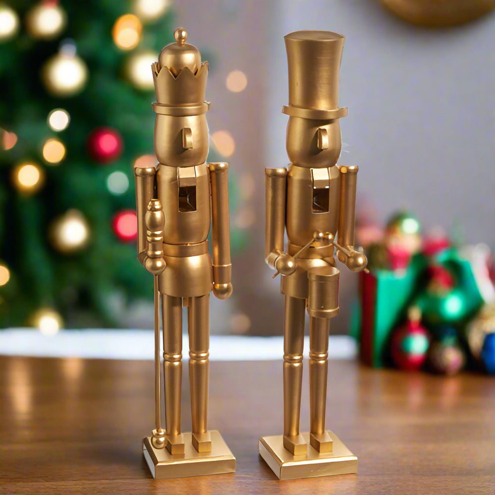 24" Matte Gold Nutcracker Assorted Set Of 2
