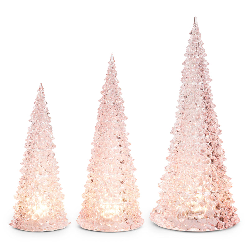 11"-15" LED Pink Trees Set Of 3