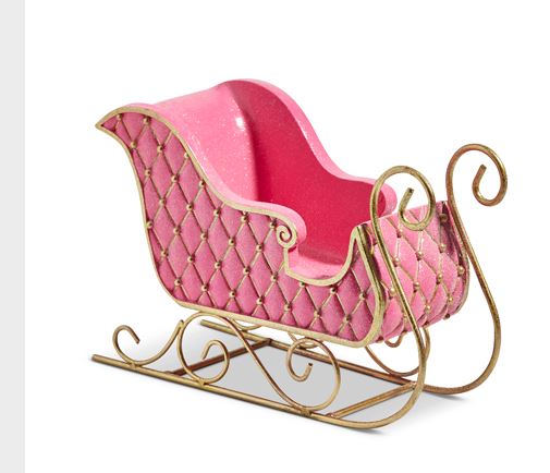 12" Pink And Gold Quilted Sleigh