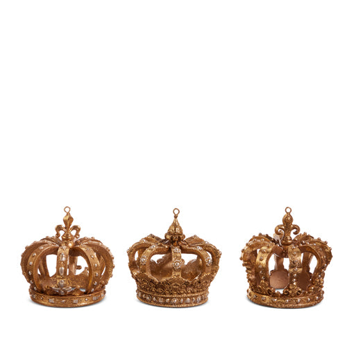 3" Gold Crown Ornament Assorted Set Of 3