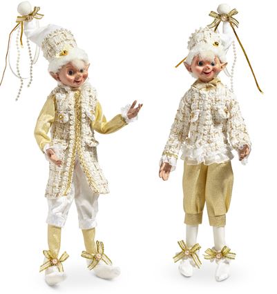 16" Champagne Poseable Elf Assorted Set Of 2