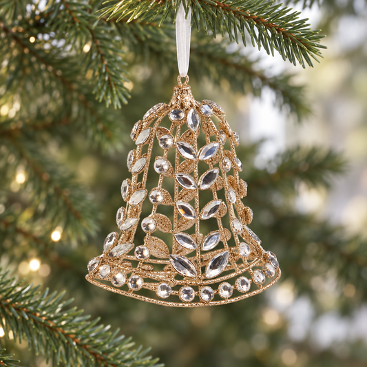 5" Jeweled Bell Ornament Set Of 2