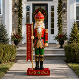 9 FT Traditional Nutcracker With Merry Christmas Sign