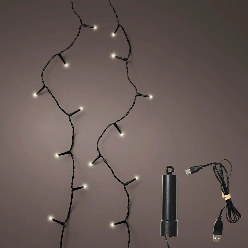 49 FT 200 LED Warm White Twinkle Lights With Black Wire Duracharge