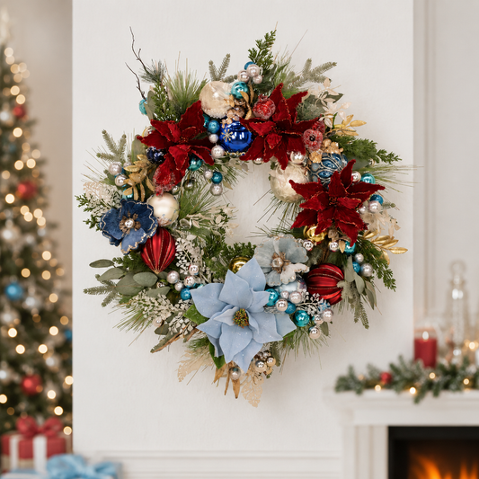 Mark Roberts 32" Blue, Red & White Wreath