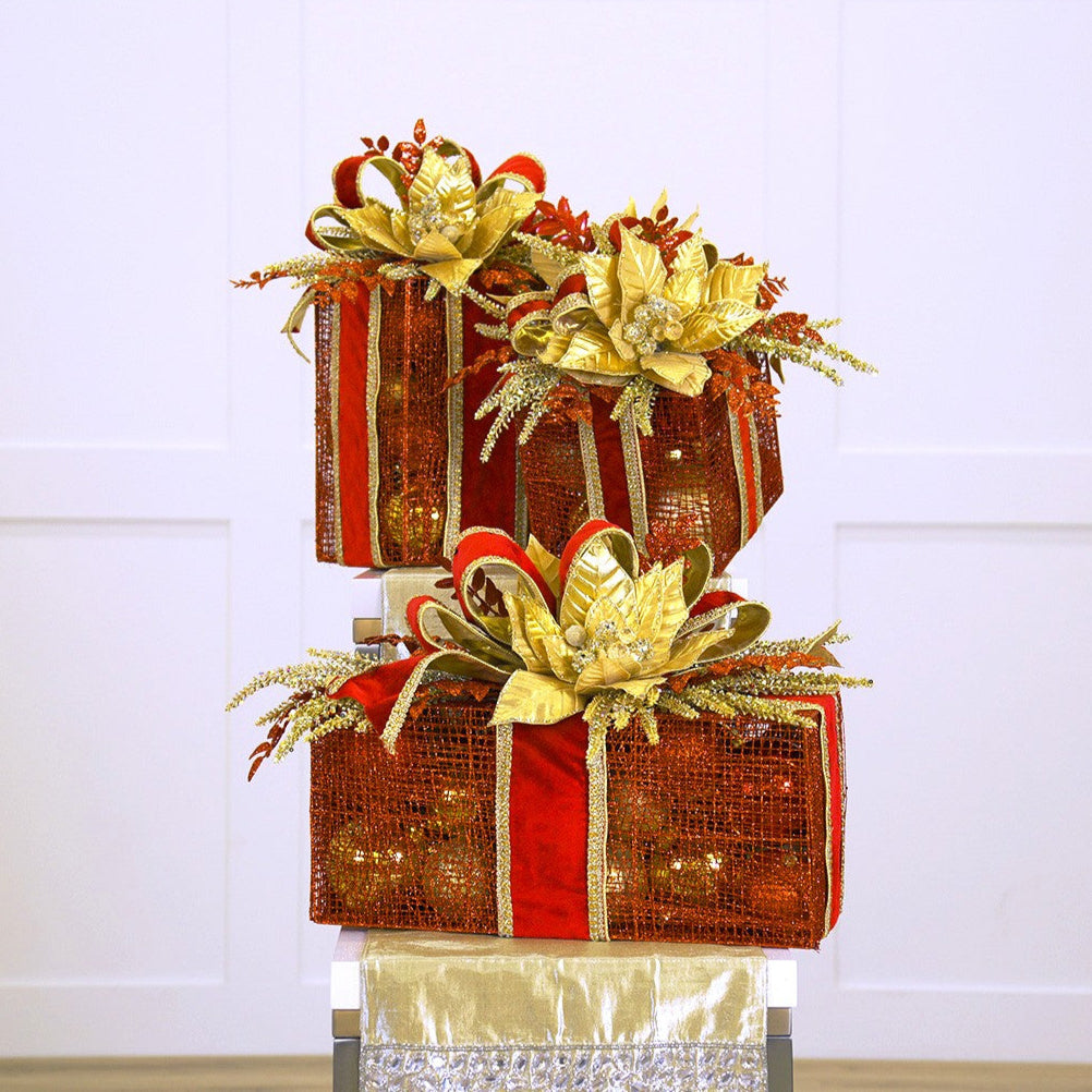 Paquete de decoración de caja de regalo roja