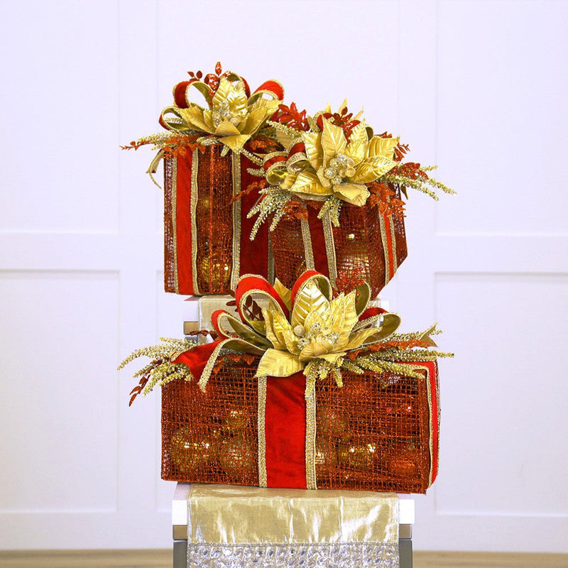 Paquete de decoración de caja de regalo roja