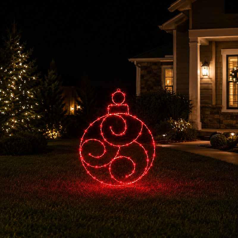 24" 190 LED Red Ornament Twinkling Effect