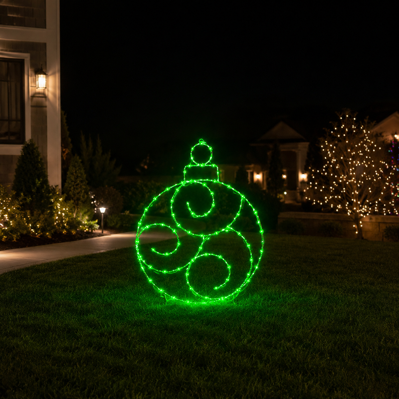 Adorno LED verde de 24" y 190 luces con efecto centelleante