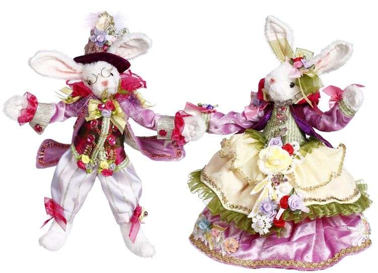 Mark Roberts 11" - 13" Pequeño juego de 2 conejos de Pascua Sr. y Sra.