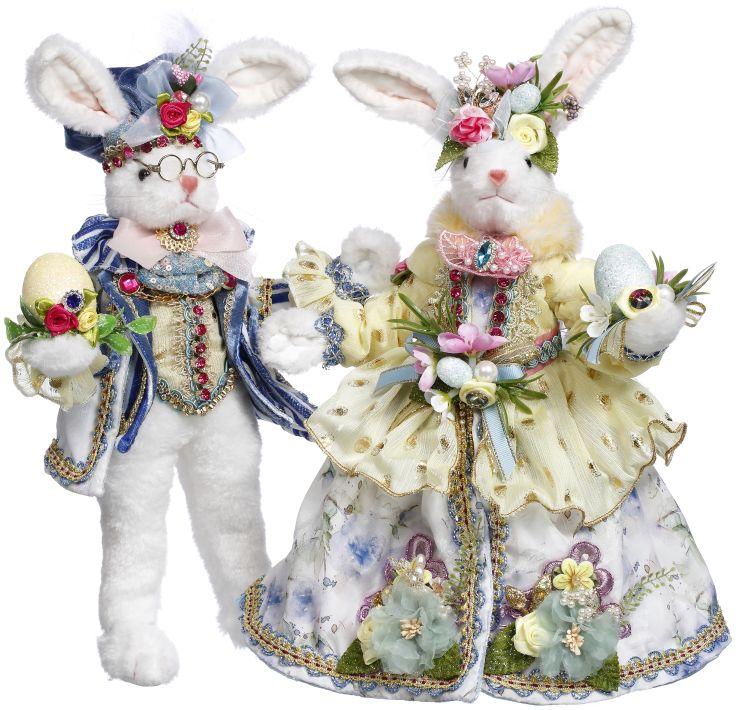 Mark Roberts 12" - 13" Mr. & Mrs. Cottontail Rabbit Set Of 2