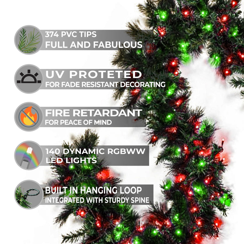 9 FT X 14" Dynamic Oregon Garland RGBWW