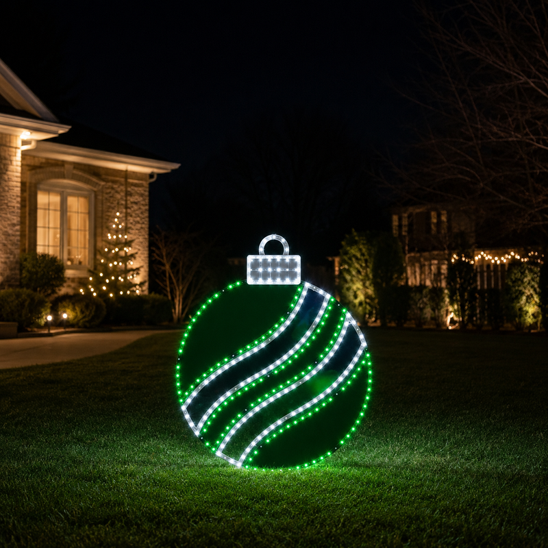 16" 186 LED Green Pure White Ornament Twinkling Effect