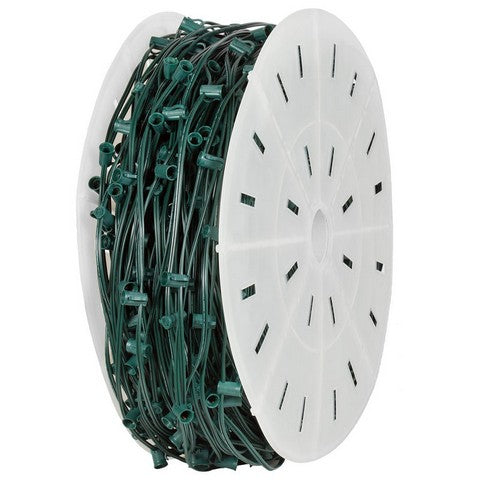Rollo de cable verde C7 de 1000 pies, espaciado de 12 ", base E12