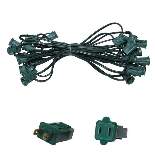 100 FT C7 Candelabro Light Stringer Cable verde Base E12
