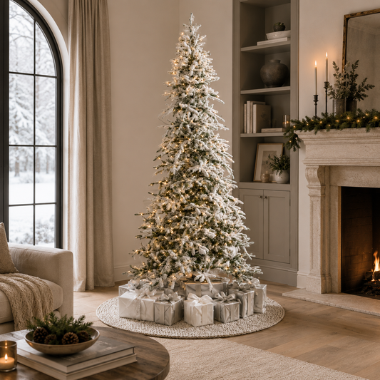 Snow Pine Slim Tree Pre-Lit Clear Lights
