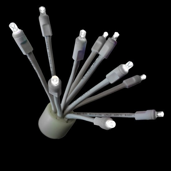 C9 Pure White Glitzer With White Base 10 LED Lights E17 Base Set Of 5