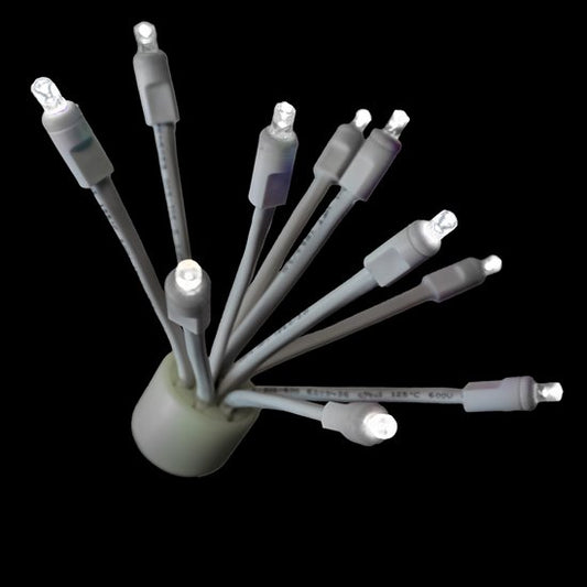 C9 Pure White Glitzer With White Base 10 LED Lights E17 Base Set Of 5