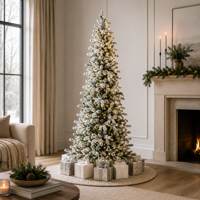 7 FT Snowbell Pine Tree Pre-Lit Clear LED Twinkle Lights