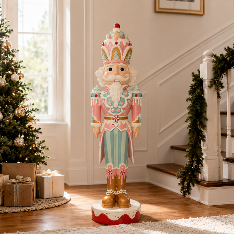 6 FT Pink & Blue LED Musical King Nutcracker