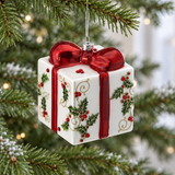 Set de 6 Adornos para Caja de Regalo de Acebo Blanco de 5"