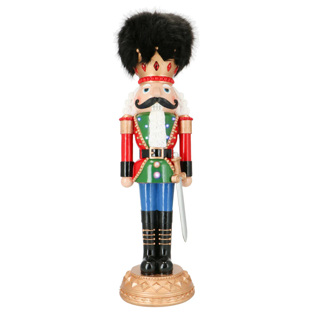 3 FT Red, Green & Blue Multi LED Nutcracker With Sword