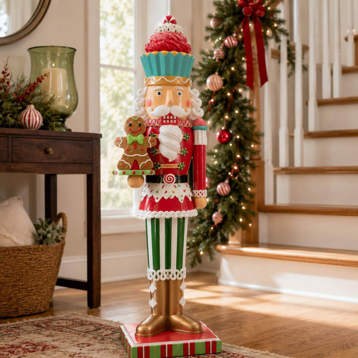 4 FT LED Candy Nutcracker With Gingerbread Man