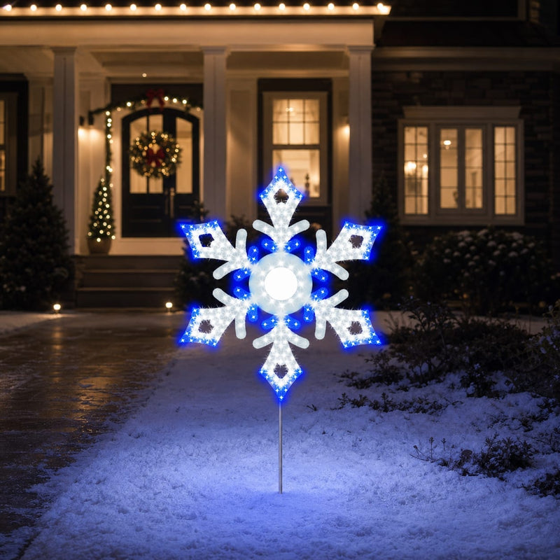 16" 300 LED Efecto Destello Blanco Puro y Azul