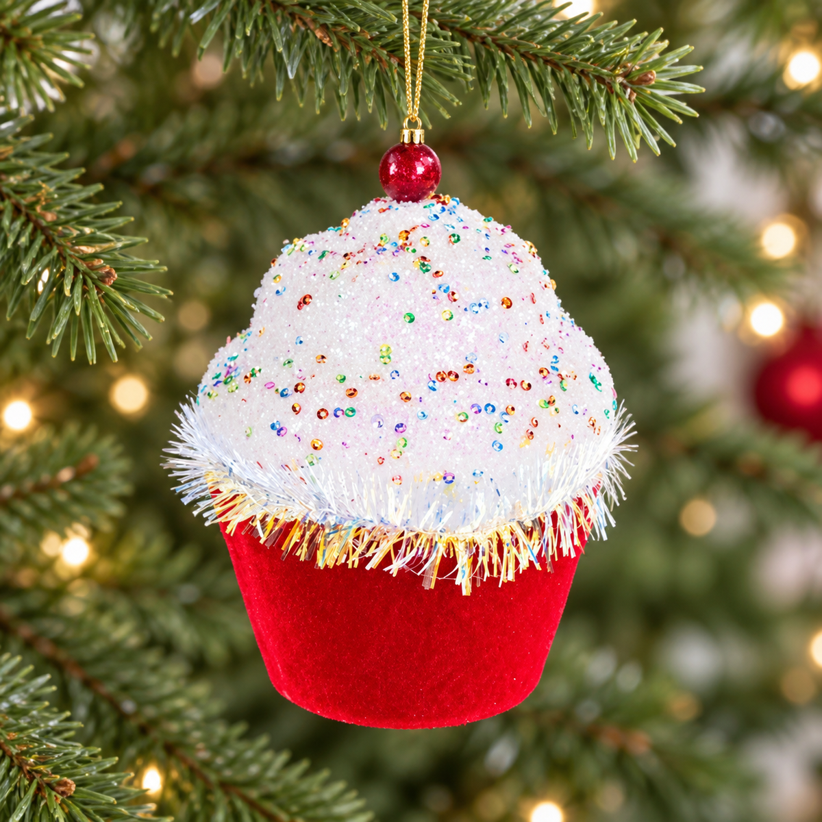 7" Red Cupcake With Sprinkles Set Of 4