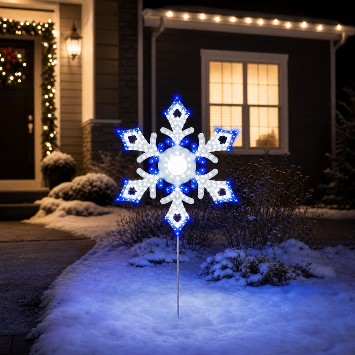 2 FT 534 LED Pure White & Blue Snowflake Twinkling Effect